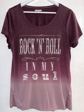 Maurice’s Rock 'N' Roll Ombre Scoop Neck Tee - Burgundy XL